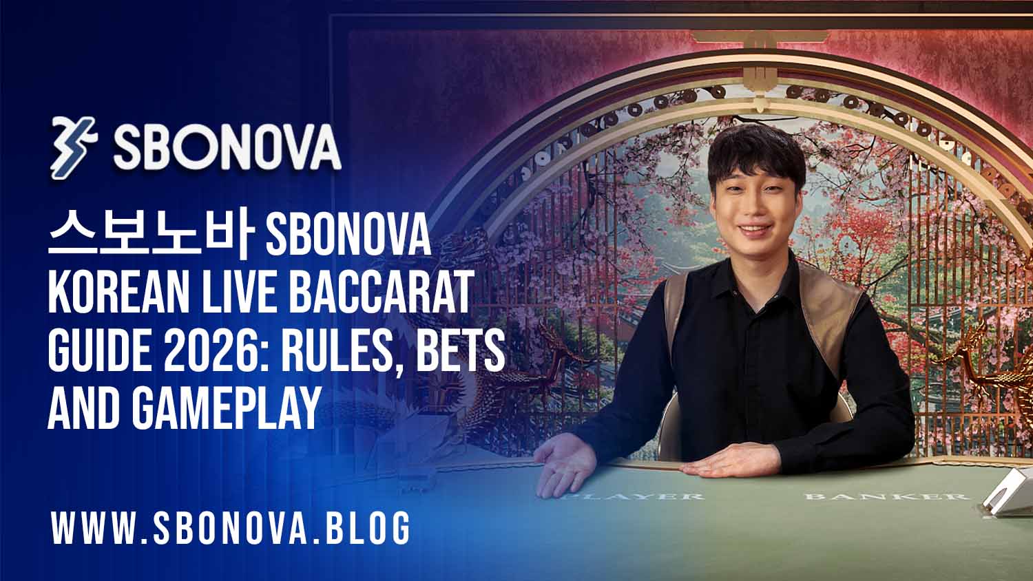 SBONOVA Korean live baccarat guide for 2026 showing Player and Banker gameplay
